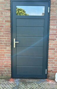 Berger Luxe-Line Single openslaande deuren glaspaneel Woodgrain Ligna RAL 7016 mat fijnstructuur