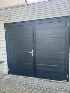 Berger Luxe-Line Twin openslaande deuren Woodgrain Plano RAL 7021mat fijnstructuur