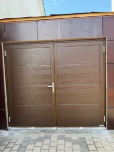 Berger Luxe-Line Twin openslaande deuren Woodgrain Plano RAL 8028