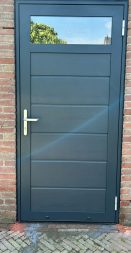 Berger Luxe-Line Single openslaande deuren glaspaneel Woodgrain Ligna RAL 7016 mat fijnstructuur